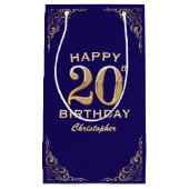 第20回バースデーパーティー海軍ブルーと金ゴールドグリッター スモールペーパーバッグ (正面)