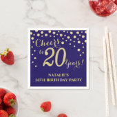 第20回バースデーパーティー海軍ブルーと金ゴールドダイヤモンド スタンダードカクテルナプキン (インサイチュ)