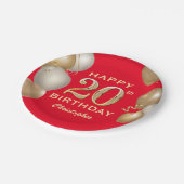 第20回バースデーパーティー赤と金ゴールドバルーン ペーパープレート (アングル)