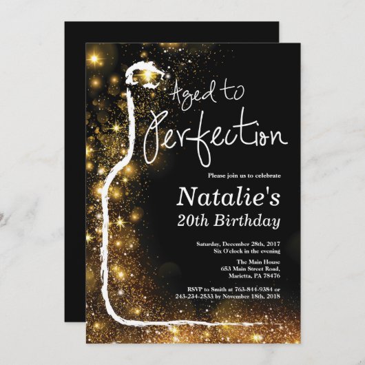 第20回ワイン誕生日招待状。完璧に老いた 招待状 (正面/裏面)