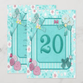 第20回誕生日パーティーの招待状 招待状 (正面/裏面)