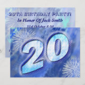 第20回誕生日パーティーの招待状 招待状 (正面/裏面)