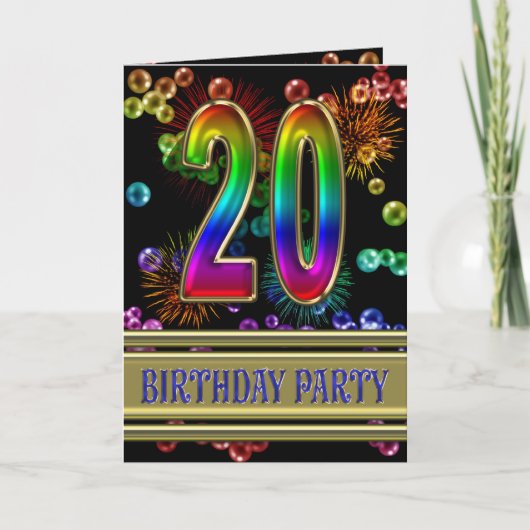 第20回誕生日パーティーへの招待 招待状 (正面)