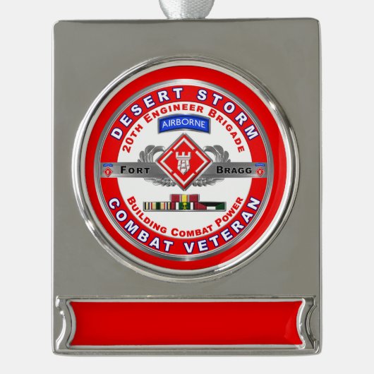 第20旅団砂漠の嵐退役軍人 シルバープレートバナーオーナメント (正面)