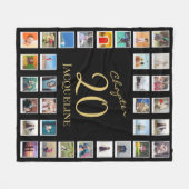 第20章黒金ゴールド第20誕生日写真 フリースブランケット (正面(横))