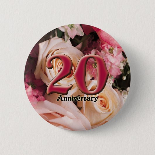 第20結婚記念日ボタン 缶バッジ (正面)