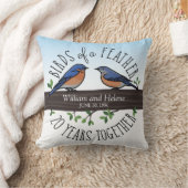 第20結婚記念日、羽のブルーバード クッション (ブランケット)