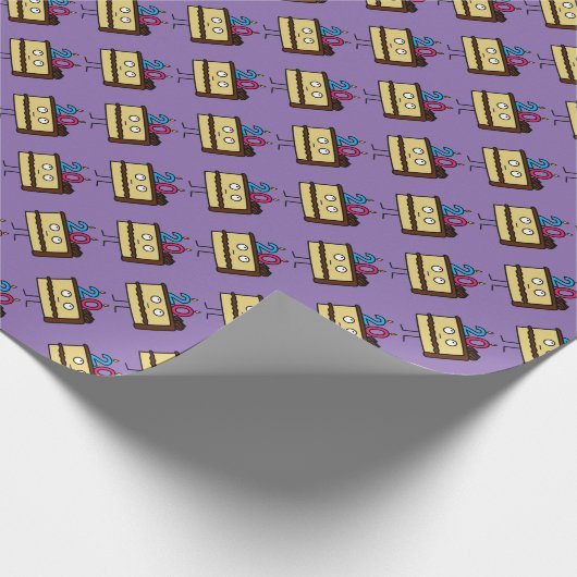 第20蝋燭が付いているお誕生日ケーキ ラッピングペーパー (角)