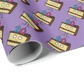 第20蝋燭が付いているお誕生日ケーキ ラッピングペーパー (ロールコーナー)