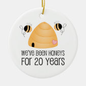 第20記念日のカップルのギフト セラミックオーナメント (正面)