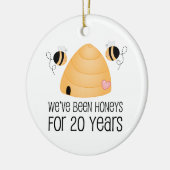 第20記念日のカップルのギフト セラミックオーナメント (左)