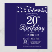 第20誕生日招待状ネイビーブルー 招待状 (正面/裏面)