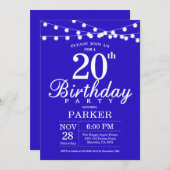 第20誕生日招待状ブルー 招待状 (正面/裏面)