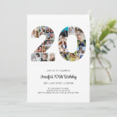 第20誕生日第20カスタム号写真コラージュ 招待状 (スタンド正面)