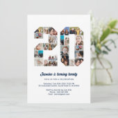 第20誕生日第20カスタム号写真コラージュ 招待状 (スタンド正面)