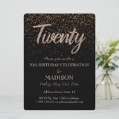第20誕生日金ゴールドグリッター 招待状 (スタンド正面)