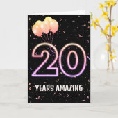 第20誕生日風船と紙吹雪 カード (黄色い花)