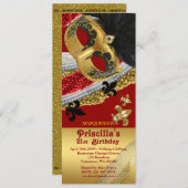 第21の招待状のチケットのstyl、誕生日の女性年齢 招待状 (正面/裏面)