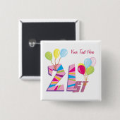 第21カスタマイズ可能な誕生日(ピンク) 缶バッジ (正面&裏面)