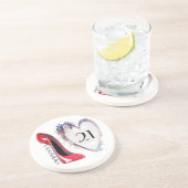 第21コルクせん抜きの赤の小剣が付いている誕生日のコースター コースター (側面)