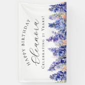 第21ハッピーバースデーバナーブルー7月誕生花 横断幕 (縦)