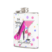 第21パーソナライズな誕生日の女の子のピンクのハイヒール フラスク (左)
