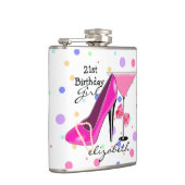 第21パーソナライズな誕生日の女の子のピンクのハイヒール フラスク (右)