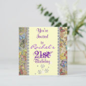 第21パープルバタフライ誕生日招待状 招待状 (スタンド正面)