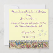 第21パープルバタフライ誕生日招待状 招待状 (裏面)