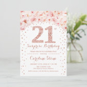 第21回サプライズ誕生日パーティー – ホワイトローズ金ゴールド 招待状 (スタンド正面)