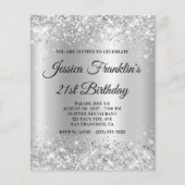 第21回バースデーグリティリーシルバーきらめくグラデーション招待状 チラシ (正面)