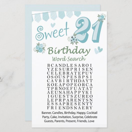 第21回バースデーワード検索ゲーム (正面/裏面)