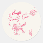 第21回ピンクハンド引き出し沿岸牛ガール誕生日 ラウンドシール (正面)