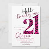 第21回ピンクモダンヒョウスタイリッシュバースデーパーティー 招待状 (正面)