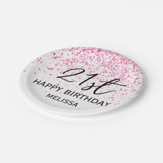 第21回ホッきらめくトピンクグリッター誕生日 ペーパープレート (アングル)