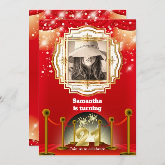 第21回レッドカーペットハリウッドVIP金ゴールド写真パーティー 招待状 (正面/裏面)