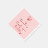 第21回レッドピンク手描きコケット誕生日パーティー スタンダードカクテルナプキン (角)