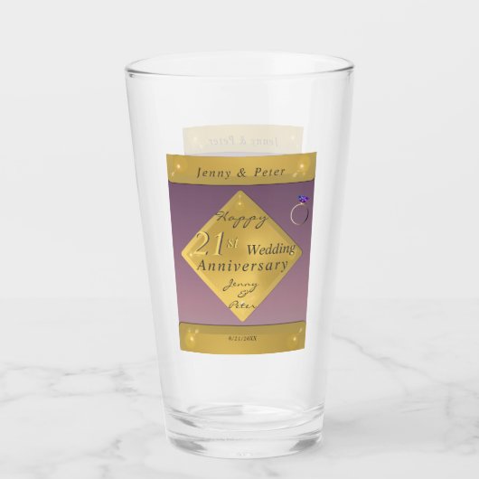 第21回真鍮とアイオ結婚ライトの記念日 タンブラーグラス (正面)