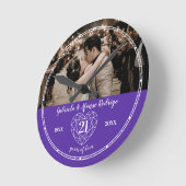 第21回結婚アイオライト記念ハート宝冠 ラウンド壁時計 (傾斜)