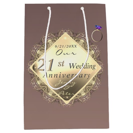 第21回結婚記念真鍮・氷晶石   ミディアムペーパーバッグ (正面)