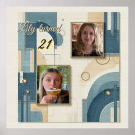 第21回誕生日アーモンドの花ブルークリームポスター ポスター