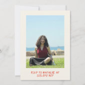 第21回赤手描き女性のカーボーイ沿岸写真誕生日 招待状 (裏面)