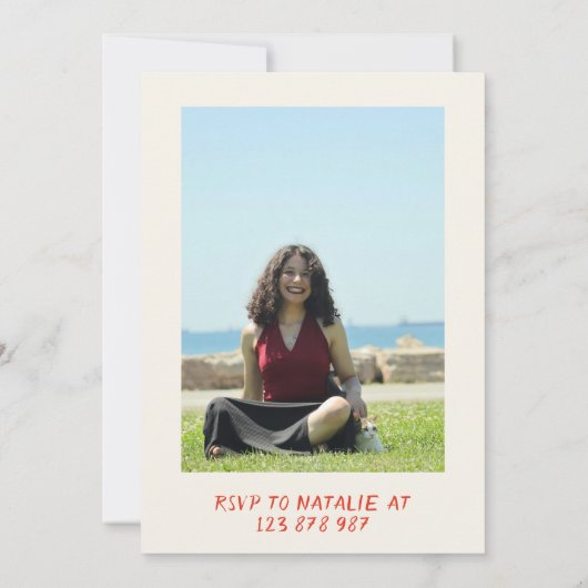 第21回赤手描き女性のカーボーイ沿岸写真誕生日 招待状 (裏面)