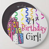 第21大きい誕生日の女の子 缶バッジ (正面&裏面)