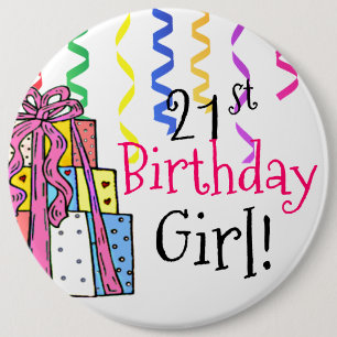 第21大きい誕生日の女の子 缶バッジ