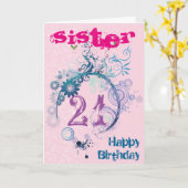 第21姉妹のためのバースデー・カード カード (黄色い花)