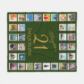 第21章グリーン金ゴールド21期誕生日の写真 フリースブランケット (正面(横))