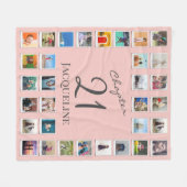 第21章ピンクグレー21期誕生日の写真 フリースブランケット (正面(横))