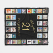 第21章黒い金ゴールド21回誕生日の写真 フリースブランケット (正面(横))