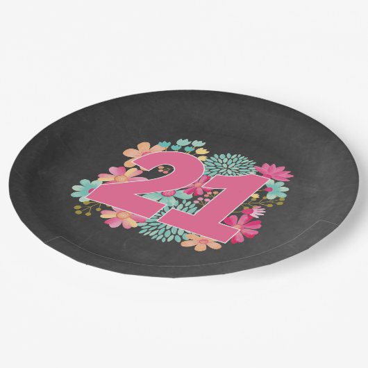 第21第21誕生日の記念パーティー ペーパープレート (アングル)